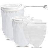 Nussmilchbeutel, 4 Stück Filterbeutel Waschbar, Wiederverwendbares Filtertuch, Natürlicher Hanf-Nussmilchbeutel, Sieb für Vegane Nussmilch, Mandelmilch (22x25cm)