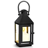Laterne Schwarz Metall Kerzenlaterne 22cm Metall Laternen für draußen, Garten Outdoor Windlichter Wetterfest Kerzenlaterne Retro Halloween Weihnachten Friedhof Kerzenständer Kerzendeko (Schwarz XS)