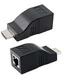 KEMUZ RJ45 auf HDMI 1.4 Netzwerk Extender, HDMI auf RJ45 Netzwerk-Verlängerungskonverter Repeater, 1080p bis zu 30 m für 4K/2K HDTV, kompatibel mit Hotel, Konferenz, Heimkino