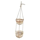 UPKOCH Strohhängeltopf Hanging Pflanzerkorb wandmontierter hängender Korb mit 2 Ebenen hanfseil Aufbewahrungskorb zum Aufhängen an der Wand Hängekorb zum Organisieren PVC