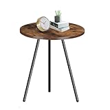 HSJIAJ Moderner Beistelltisch, Wohnzimmer-Beistelltische, brauner kleiner Couchtisch, runder Beistelltisch mit schwarzen Eisenbeinen, Nachttisch für Wohnzimmer, Schlafzimmer, kleiner Schreibtisch,