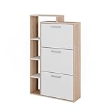 Vicco Schuhkipper Orlando, Schuhregal, Weiß/Sonoma, 80 x 128.3 cm mit 3 Fächern