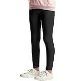 L&K-II Kinder Leggings Basic Uni Farbe Mädchen Tanzhose Baby Leggins Fitness Hose Baumwolle 2708 Schwarz-134
