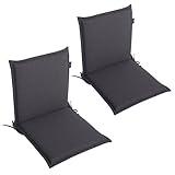 LILENO HOME Gartenstuhl Auflagen als [2er Set - Niedriglehner] in Anthrazit Y - Bequeme Liegen als Sitzauflagen für Gartenmöbel - Stuhlkissen für Gartenstühle und Klappstühle Malt