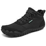 SAGUARO Barfußschuhe Winter Herren Winterschuhe Damen Gefüttert Winterstiefel Warm Barfusschuhe Wasserabweisend Schneestiefel Outdoor Winterboots Schwarz,EU GR.42