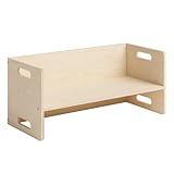 Bellabino AKI 2in1 Kindersitzbank und Kindertisch, Wendebank für Kinder, Montessori Sitzbank aus Holz, Bank mit 3 Sitzhöhen Birke Natur 180 Grad drehbar, 80 x 35 x 35 cm unbehandelt