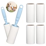 TNOMSNO Fusselrolle, Fusselrolle Tierhaare mit 2 Abroller und 6 Rollen, Fusselrolle Kleidung, Wiederverwendbare Fusselrolle, Fusselbürste für Staub, Haare, Kleidung und Tierhare