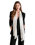 LA FERANI Damen Seidenschal 100% Seide Halstuch weiß Seidentuch 180x90cm Uni Farbe für Anzug formelle Anlässe Stola Business Style Geschenk für Sie (Weiss)