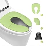 Faltbarer Toilettentrainer Kinder, Toilettensitzbezug Reise, Toilettensitz für unterwegs, Toilettensitz kinder WC Sitz Toilette mit Rutschfesten Saugnapf, reise töpfchensitz, Grün