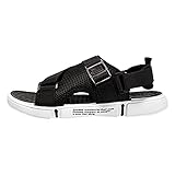 SRZYMJ Herren Sandalen Weiß Herren Sandalen für Wandertouren und Alltag, Strandschuhe mit griffiger Sohle, pflegeleichte Badeschuhe für Männer Sandalen Breite Füße Schwarze Boots Badeschuhe-Herren 39