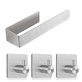 Handtuchhalter ohne Bohren Bad Handtuchhalter 4 Stück Silber Edelstahl 24cm, gebürstet modernes Design Geeignet für Bad, Schlafzimmer und Küche