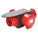 Peviasot CEE-Stecker, Adapter Stromverteiler 3 x CEE 400V/16A 5 Polig, CEE-Steckdose IP44, Spritzwassergeschützt Mit Sicherheitsklappdeckeln, Cee Steckdose Für Baustelle