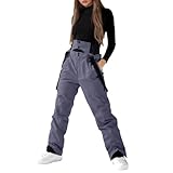 Regenhose Damen, Thermohose Winter Gefüttert, Overall Winterjacke Jethose Erwachsene Langlaufski Skioverall Skilatzhose Outdoor Outdoor-Bekleidung Skihose Damen, Skianzüge Skihose 170, M