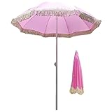 180 cm Hawaiian Parasol, Quasten Retro Garden Regenschirm, Strandparasol -Terrasse, Innenhofsonnenschirm mit Quasten, UV -Schutz, für Strandgartenterrasse, keine Basis