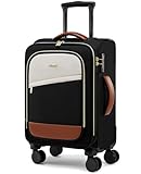 LOVEVOOK Handgepäck Koffer, Leicht Weichgepäck Trolleys Carry On Reisekoffer mit 4 Rollen & TSA Schloss, Klein 55cm Suitcase Cabin Luggage Kabinenkoffer mit Laptopfach, 45L
