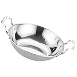 Cabilock runde Bratpfanne Induktions-Wok Draht Wokpfanne aus Stahl Geschirr Sieb edelstahltopf edelstahlpfanne kochpfanne aus edelstahl haushaltspfanne aus edelstahl Rostfreier Stahl Silver
