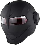 Motorradhelm Motorrad-Integralhelm Mit Offenem Gesicht, ECE-Zertifizierter Iron Man Transformers-Helm, Hochklappbarer Motorrad-Integralhelm Für Erwachsene, Männer Und Frauen D,L