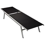Xichuzi Sonnenliege Stahl und Textilene Schwarz, Gartenliege, Liegestuhl, Sonnenstuhl, Sonneninsel Outdoor, Liegen, Gartenmöbel, Bäderliege, Relaxliege - 48011