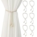 6 STK Vorhang Raffhalter für Vorhänge, Vorhang Halterung Seil, Gardinenhalter, Verstellbare Vorhanghalter, Handgewebt Baumwolle Gardinen Halterung, Gardinen Raffhalter Curtain Tiebacks(Beige)