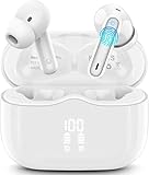 Kopfhörer Kabellos Bluetooth 5.4, Bluetooth Kopfhörer In Ear mit 4 ENC Noise Cancelling Mics, Kabellose Kopfhörer 40Std Tiefer Bass, LED-Anzeige IP7 Wasserdicht Ohrhörer für Arbeit und Studium Weiß