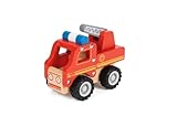 small foot Feuerwehrfahrzeug aus Holz, gut greifbar, mit gummierten, bodenschonenden Rädern, ab 18 Monaten, 11075
