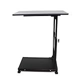 Naxidf 50 x 35 cm, schwarz, Rolltisch, für Bett, Sofa, Beistelltisch, Schreibtisch, mobil, höhenverstellbar 55 – 80 cm, Computertisch, 4 Rollen, abschließbar, Beistelltisch für Schlafzimmer, Sofa