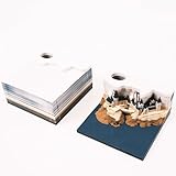 MEICHI 3D Notizblock, nicht verklebt, 3D Schlossmodell Papierkunst mit glasklarem Anzeigebox, 8 x 8 x 4 cm, 150 Blätter, 3D Memo Pad ohne Licht