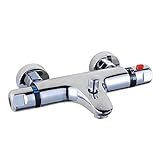 Duscharmatur Thermostatische Wasserhahn Bad Brause Badewannenarmatur mit Thermostat Wandmontage Duschthermostat Armatur Badarmatur 5~80℃,Konstante Temperatur: 38℃