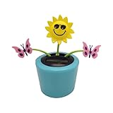 Pomurom Wackelfigur Blume, Solar Tanzende Blume Solarblume Wackelblume Solar Wackelfigur Blume/Sonnenblume/Sonne/Herz/Biene/Insekt Spielzeug für Auto Armaturenbrett Haus Büro Schreibtisch Dekoration