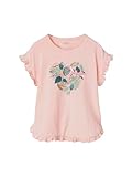 Vertbaudet Mädchen T-Shirt mit Pailletten-Print und Volants Hellrosa 110