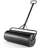 GOPLUS Rasenwalze 63L, 90cm Gartenwalze mit Schmutzabweiser, Handwalze befüllbar mit Wasser & Sand, Graswalze Rasenroller Ackerwalze für Garten & Park (Schwarz)