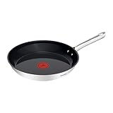 Tefal Duetto On Bratpfanne 24 cm, Go Ceram keramische Antihaftbeschichtung, Thermo-Signal, genieteter Griff, für alle Herdarten geeignet, langlebig, Edelstahl, G7660434