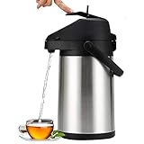 Kaffeekaraffe mit Pumpe, Isolierflasche aus Edelstahl, Heißgetränkespender, Thermokaraffe, Luftkanne für heiße Getränke, Wasser, Tee, Schokolade
