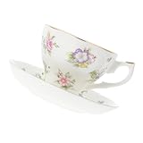 NUOBESTY Keramik Kaffeetassen Satz mit Untertassen Weiß Porzellan Teetassen für Cappuccino Espresso Latte Macchiato Vielseitige Getränkebecher für Zuhause Café Restaurant