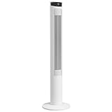 HOMCOM Turmventilator, Standventilator mit 3 Belüftungsstufen, Fernbedienung, 45W Ventilator mit 12H Timer, 70° Oszillation, für Schlafzimmer, Weiß