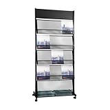 BLV 3 x A4 breit 5 Schicht prospekthalter &prospektständer a4 stehend, Zeitungsständer im gemeinsamen Empfangsbereich mit 4 Rädern