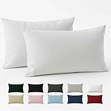 Kissenbezug 40 x 80 Renforcé Baumwolle (2er-Set) - Weiss - Dicht gewebt mit 57 Fäden/cm² - Kissenbezug 40x80 cm - Oeko Tex Zertifiziert - Dreamzie