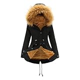 Generisch Winterjacke Damen Winterparka Warme Fleece Skijacke Winddichte Outdoorjacke Winter Windbreaker Warm Snowboardjacke Kapuze Schneejacke Softshelljacke Übergangsjacke Funktionsjacke