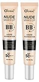 2 Stück BB Creme Getönte Tagescreme mit Lichtschutzfaktor mit Spf 50+ Leichtgewicht Lang Anhaltender Feuchtigkeitsspendende Concealer Hellt Den Hautton Auf Natürliche Farbe für Alle Hauttypen