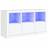SXJEQOC Sideboard Küche Buffetschrank Küche Vitrinenschrank Küche Wohnzimmerschränke - Sideboard mit LED-Leuchten Weiß 123x37x67 cm für Wohnstube Bankettsaal Speisesaal Küche