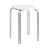 IBUYKE Stapelhocker-Massivholz Hocker Hausbank Holzhocker Mode Kreative Hocker Moderne Esstisch Hocker Erwachsene Esszimmerhocker Weiß 40x44x33cm RF-717