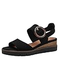 Tamaris Damen Plateau Sandalen Leder Sommer; BLACK UNI/schwarz; 36 EU