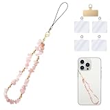 ZHANChen Handykette Handy Anhänger Phone Charm Natürlicher Kristallstein Kies Universal Handyanhänger (Rosa)