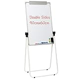 DOEWORKS Flipchart Ständer Whiteboard 90 x 60cm U-Ständer, Doppelseitige Magnetische Weiße Tafel Staffelei, Höhenverstellbar und Faltbar Whiteboard für Haus Schule Büro, Weiß
