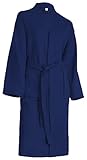 Brandsseller Unisex Bademantel aus Baumwolle XXL – Leichter Morgenmantel aus Waffel-Piqué für Damen & Herren – Saunamantel/Hausmantel für Wellness & Zuhause - Navy