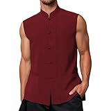 Traditionell Kung Fu Kleidung Herren Leinenweste Chinesisch Tank Top Tang T Shirt Sommer Tanktop Gym Sport Shirt Fitness Trägershirts Muscle Bodybuilding Unterhemd Achselshirts