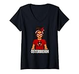 Damen Österreich T-Shirt Fan Trikot Austria Herren Damen Geschenke T-Shirt mit V-Ausschnitt