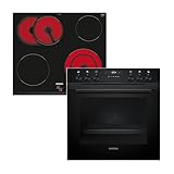 Siemens EQ522KAAB, Einbauherd-Set, Made in Germany, Bestehend aus HE217GBB3 Herd 60 x 60 cm, 3D Heißluft, Hydrolyse und EA631GNA1E Elektrokochfeld 60 cm, Bräterzone, powerBoost, Rahmenlos