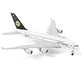 QIYUMOKE 1/400 A380 Metallmodell für Lufthansa Airbus A380 mit Rädern (15.5 cm) geeignet für Luftfahrt-Enthusiasten zum Ausstellen, kann auch als Geschenk oder Dekoration verwendet Werden