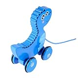 Beaupretty Holz Nachziehspielzeug Dinosaurier Ziehspielzeug mit Cartoon Tiermotiv Sicher Poliert Pädagogisch Förderlich für Junge Mädchen und Kleinkinder für Zuhause und Vorschule und
